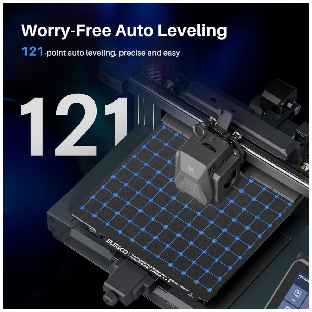 Impressora 3D ELEGOO Neptune 4 Pro, Velocidade de 500mm/s, Firmware Klipper, Auto Nivelamento e Extrusora de Acionamento Direto, Montagem Fácil, - Imagem 7