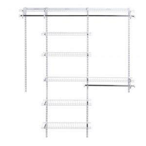 Kit Closet Aramado com Prateleiras Expansíveis e Hastes Telescópicas Personalizável Rubbermaid