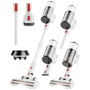 Aspirador de Pó Sem Fio 550W 45 KPa para Pelos de Animais Tapetes e Pisos de Madeira - 60 Min de Autonomia Filtro HEPA Leve e Recarregável - Branco