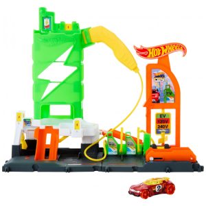 Conjunto Lançador Posto de Recarga de Carros de Brinquedo em Escala 1:64 Inclui Acessórios Hot Wheels City