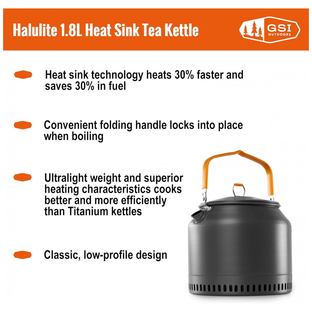 Chaleira de Chá 18 Litros Ultraleve com Tecnologia de Dissipador de Calor GSI Outdoors 50178 Cinza - Imagem 2