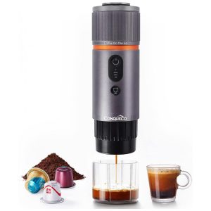 Máquina de Café Portátil USB para Carro com Bateria para Acampamento 12V CONQUECO Prata
