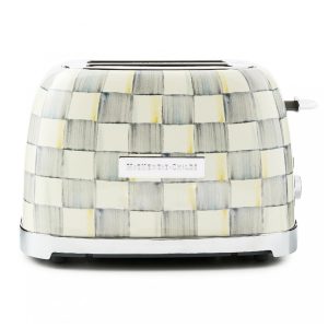 Torradeira elétrica 2 fatias MacKenzie-Childs Sterling Check cinza e branca inox 850W 110V