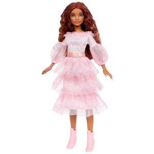 Boneca Ariel Celebration com Cabelo Ruivo e Vestido Rosa Inspirada no Filme A Pequena Sereia da Disney Mattel