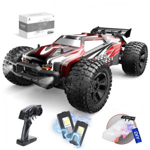 Carrinho de Controle Remoto Off Road Escala 1:10 com Velocidade até 48km/h e 2 Baterias DEERC Vermelho