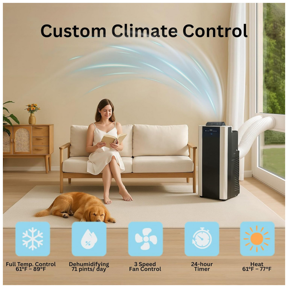 Ar Condicionado Portátil 14.000 BTU Aquecedor com Desumidificador de Duas Mangueiras da Whynter para Ambientes de até 46m² - Imagem 3