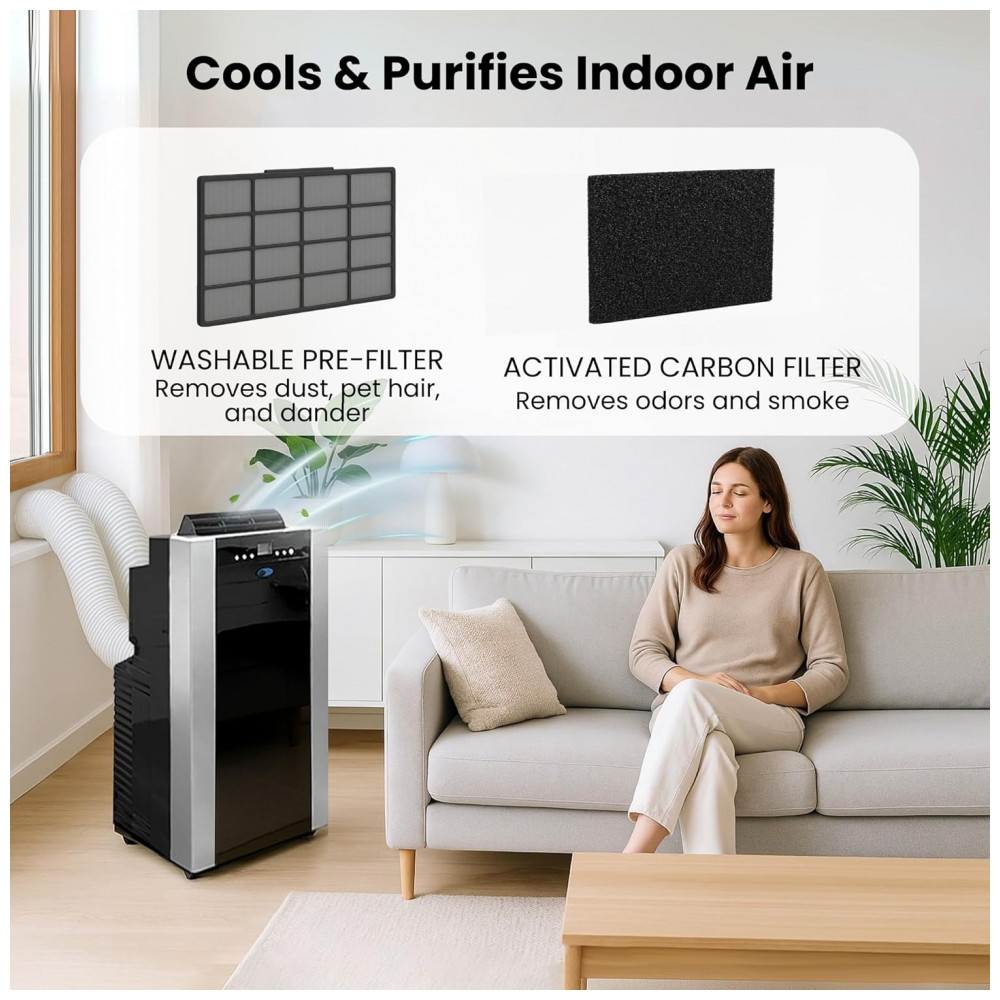 Ar Condicionado Portátil 14.000 BTU Aquecedor com Desumidificador de Duas Mangueiras da Whynter para Ambientes de até 46m² - Imagem 6