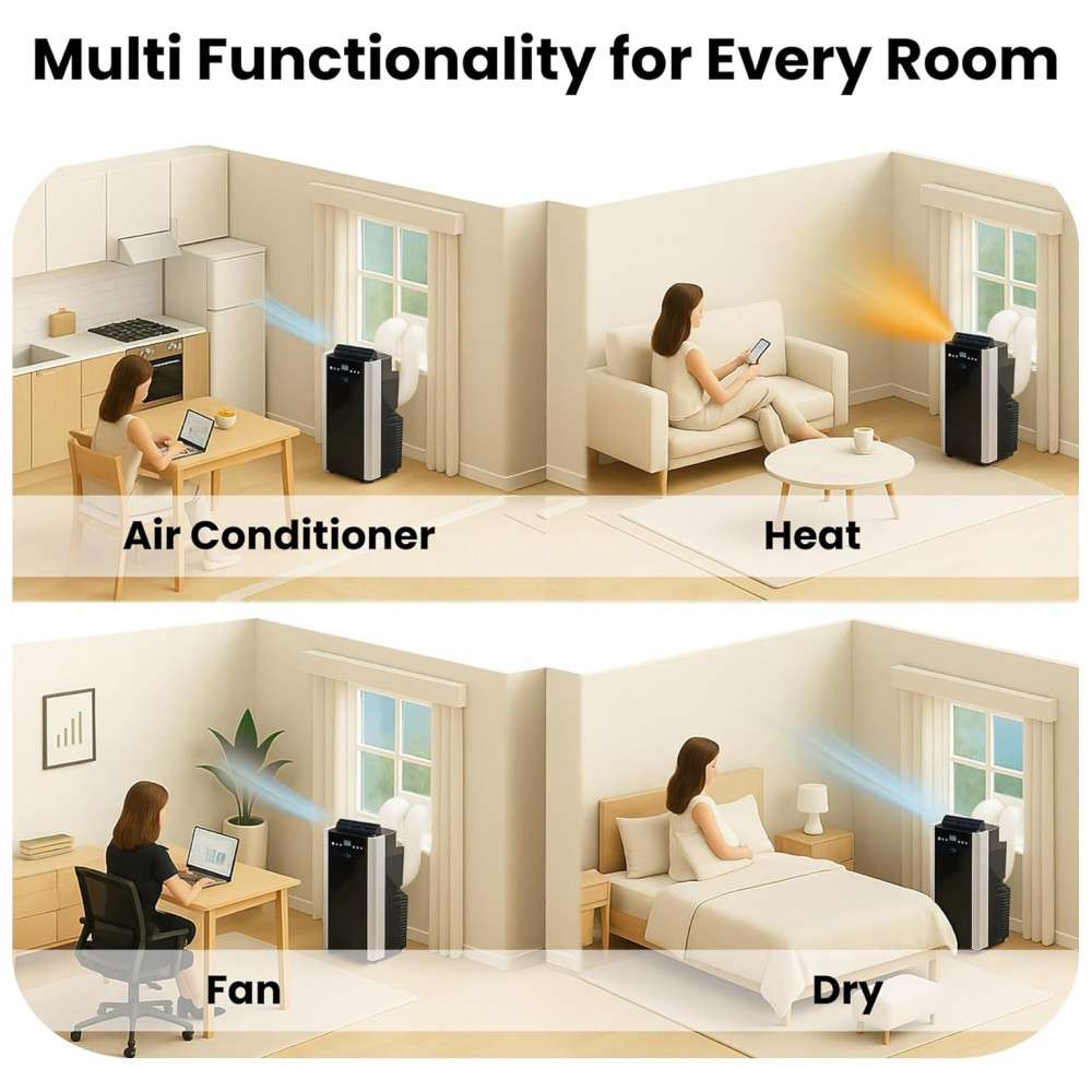 Ar Condicionado Portátil 14.000 BTU Aquecedor com Desumidificador de Duas Mangueiras da Whynter para Ambientes de até 46m² - Imagem 9