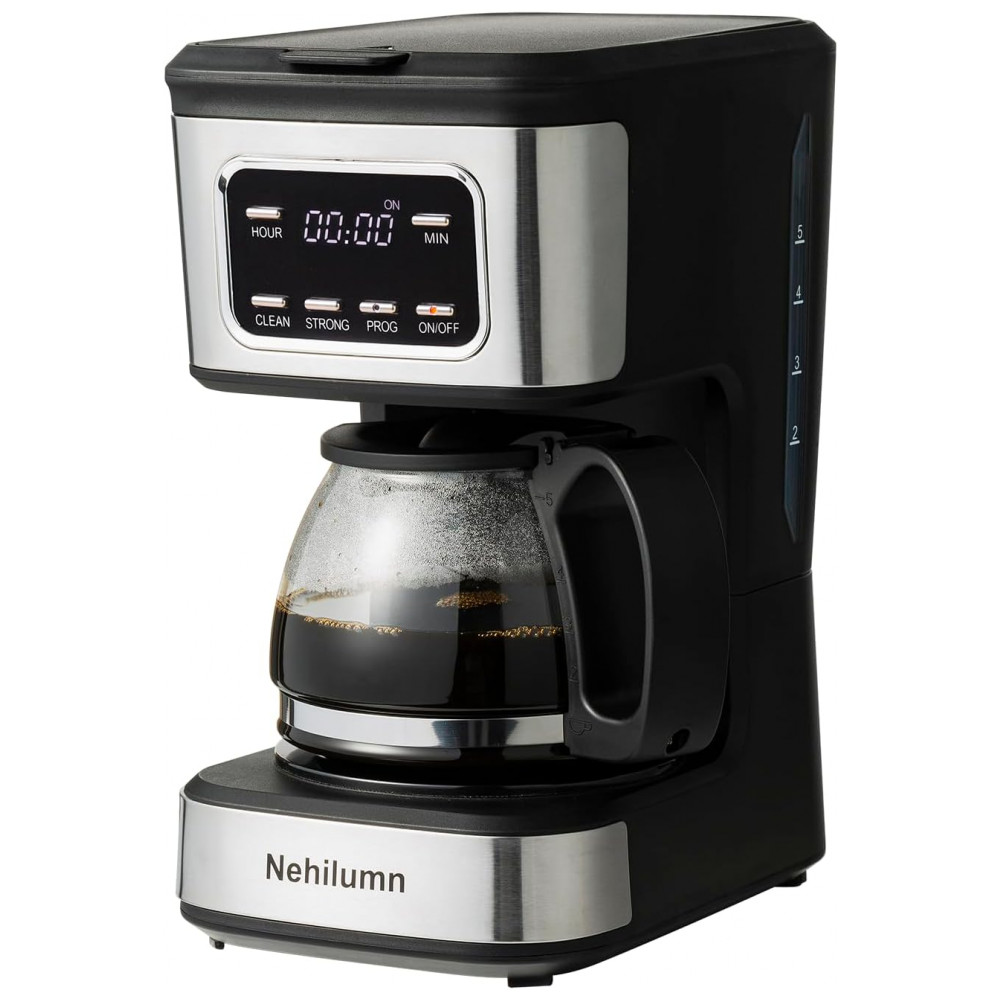 Cafeteira Programável para 56 Xícaras, Filtro Reutilizável, Jarra de Café, Indicador de Nível de Água, Desligamento Automático, Preto Aço Inoxidável