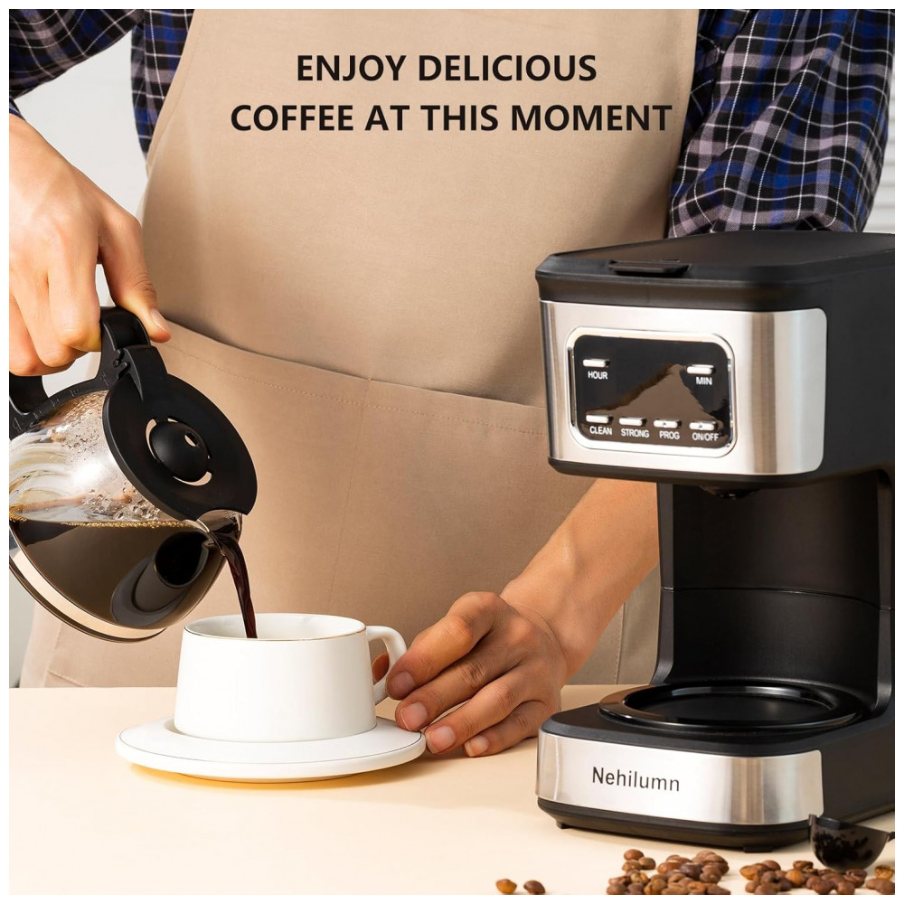 Cafeteira Programável para 56 Xícaras, Filtro Reutilizável, Jarra de Café, Indicador de Nível de Água, Desligamento Automático, Preto Aço Inoxidável - Imagem 3