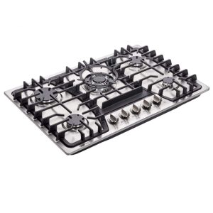 Cooktop a gás 5 bocas Deli-Kit inox escovado embutir dupla alimentação queimadores selados 110V