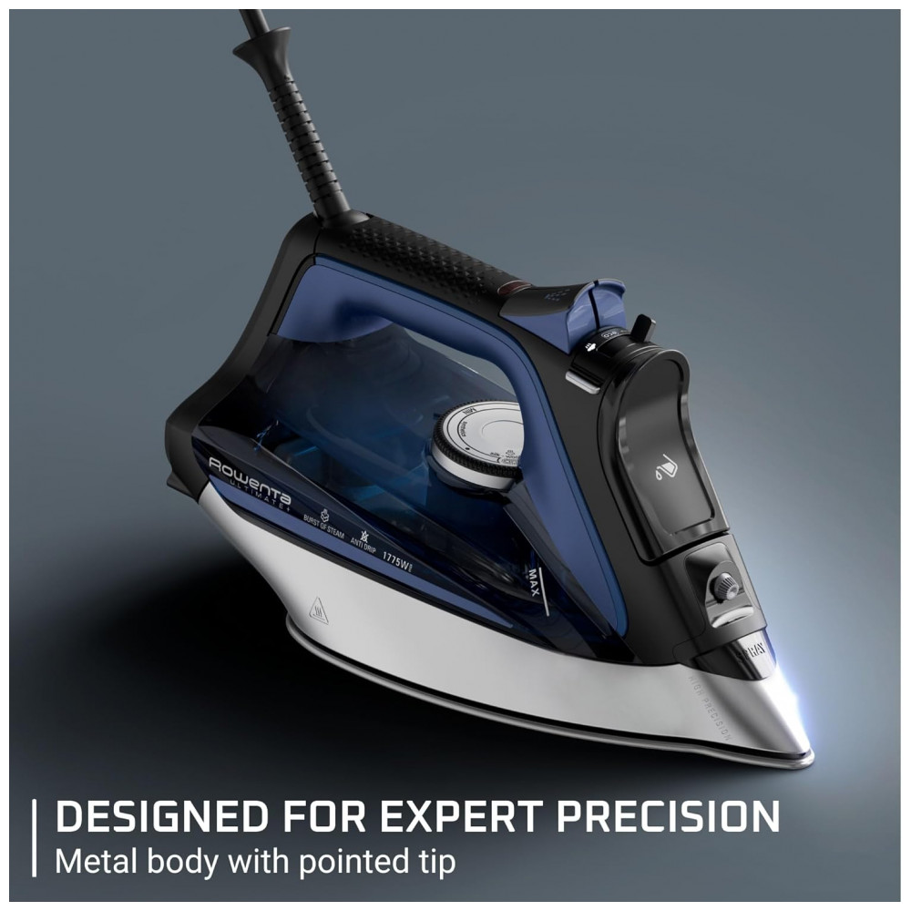 Rowenta DW8350 1775 Watts Ferro a Vapor Ultimate Plus com Base de 430 Furos Desligamento Automático Preto e Azul 30x15 - Imagem 3