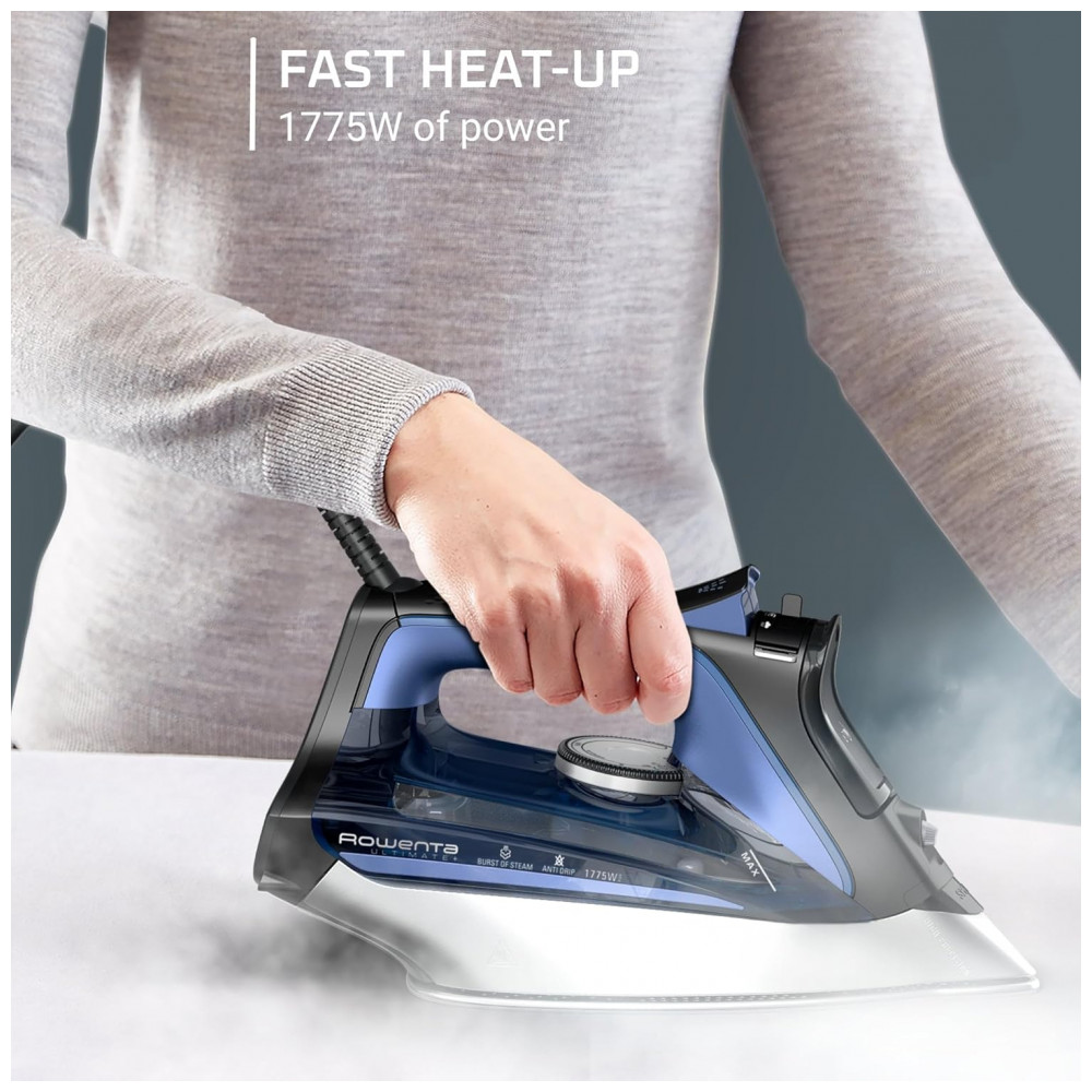 Rowenta DW8350 1775 Watts Ferro a Vapor Ultimate Plus com Base de 430 Furos Desligamento Automático Preto e Azul 30x15 - Imagem 4