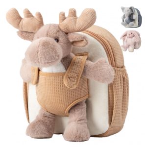 Mochila infantil Moonkie Hug & Go rena de pelúcia para crianças de 2 a 4 anos