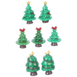 Decoração de Mini Cenário de Neve Happyyami com 7 Peças para o Natal: Miniatura de Papai Noel Árvore Boneco de Neve e Rena