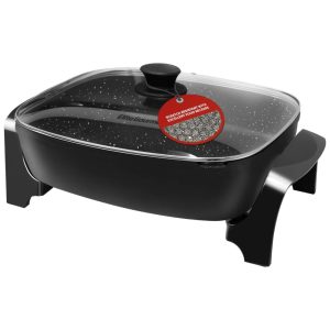 Frigideira Elétrica Antiaderente Elite Gourmet EG6203 Extra Profunda 406x33x81cm 99L com Tampa de Vidro Controle de Temperatura Ajustável Preta