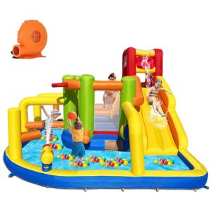 Casa de Pulso Inflável com Obstáculos e Tobogã Aquático - Diversão Infinita para Crianças!Umbalir