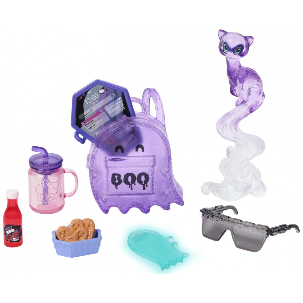 Boneca Monster High Spectra Vondergeist com Pet Ferret Rhuen e Acessórios Completo – Colecionável Articulada - Imagem 5