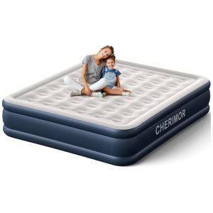Colchão de Ar Califórnia King Size com Bomba Embutida Conforto de Luxo para Visitas Prático e Acolhedor com Bolsa de TransporteCHERIMOR