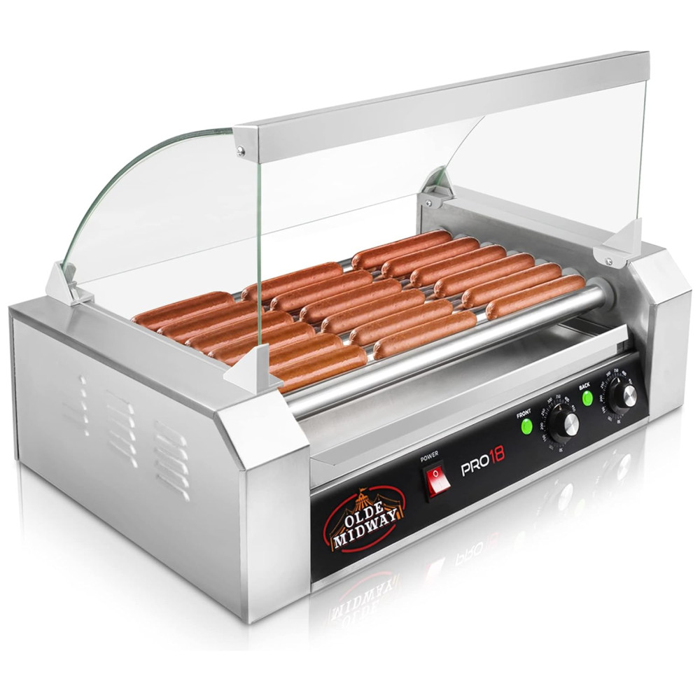 Máquina de Hot Dog para 18 Salsichas Aço Inox 900W 110v OLDE MIDWAY ROLL PRO18 CVR Branco