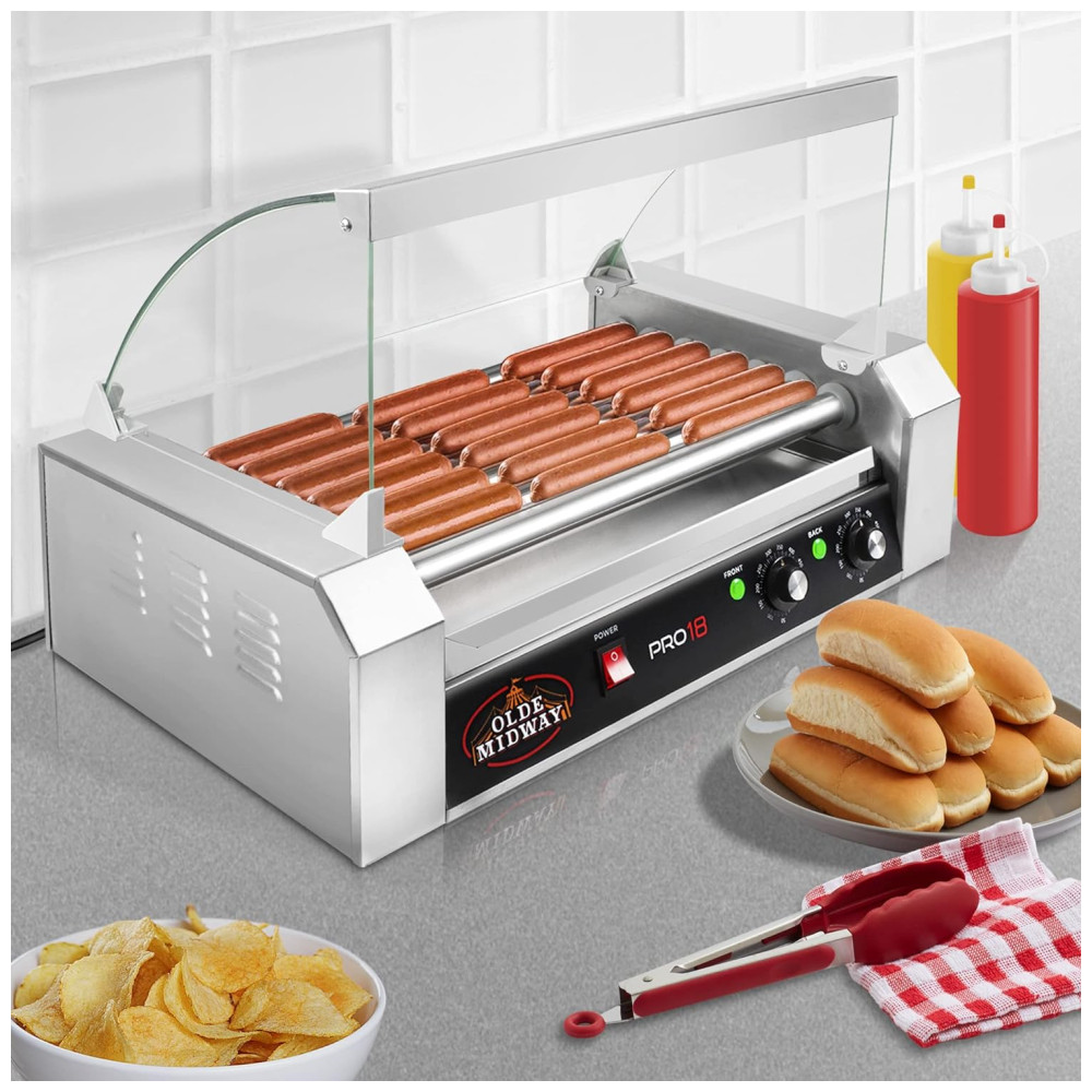 Máquina de Hot Dog para 18 Salsichas Aço Inox 900W 110v OLDE MIDWAY ROLL PRO18 CVR Branco - Imagem 7