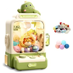 Máquina de Garra Verde Haugboag – Mini Vending Machine Infantil com 20 Prêmios Estilo Dinossauro