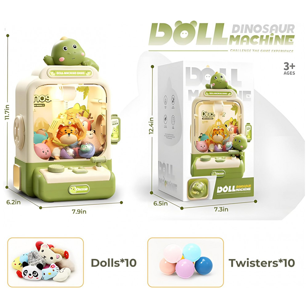 Máquina de Garra Verde Haugboag – Mini Vending Machine Infantil com 20 Prêmios Estilo Dinossauro - Imagem 2