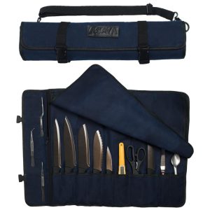 Estojo Bolsa Portátil para Facas com 10 Slots Facas não Incluídas ASAYA Azul