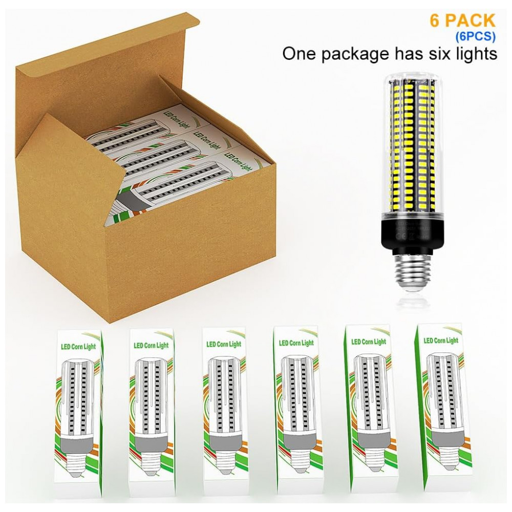 Lâmpada LED Corn 350W equivalente, luz diurna 6000K, super brilhante com 4041 lúmens, base E26/E27, ideal para indoor, teto, casa e jardim,Duu Too - Imagem 2