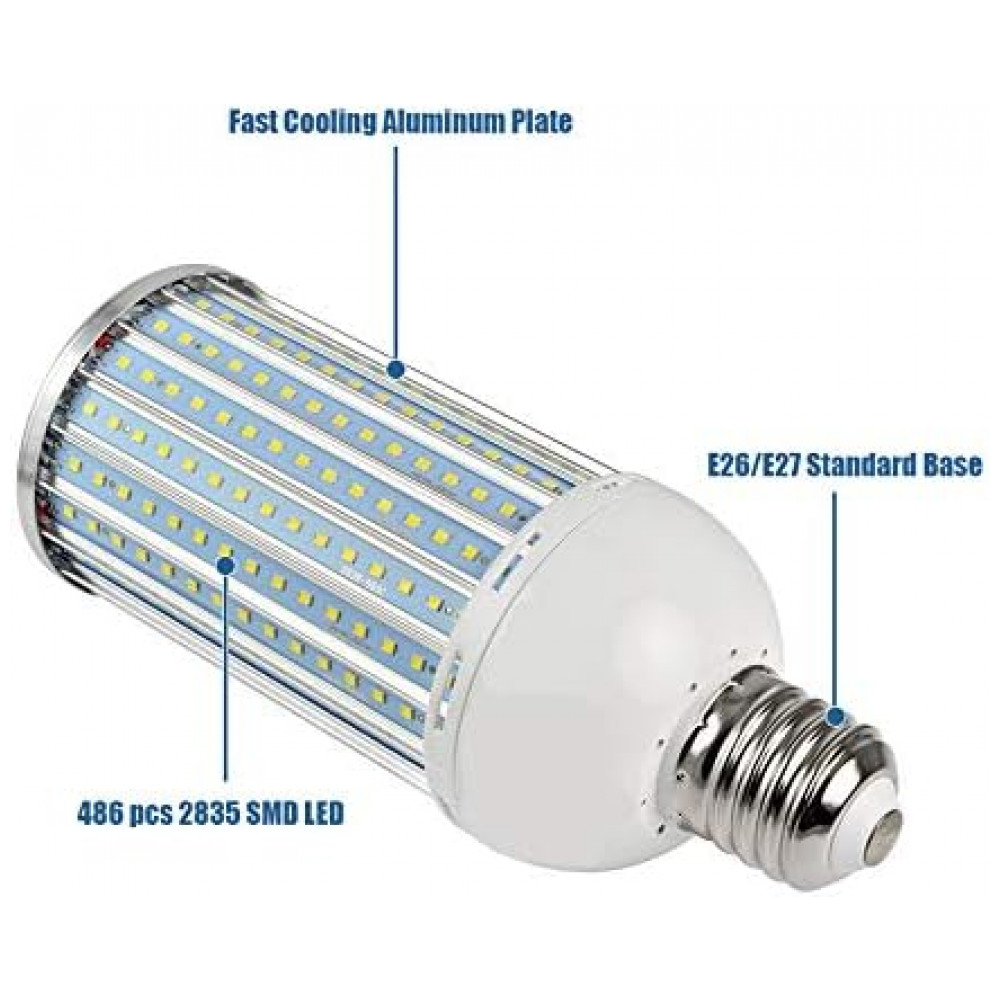 Ultra Bright LED Corn Bulb 50W 9000LM 3000K Branco Quente E26/E27,Iluminação eficiente para grandes áreas,oficinas,armazéns, ruas e garagens,BulBright - Imagem 4