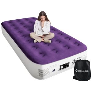Colchão Inflável Solteiro com Bomba Embutida Para até 250KG CHILLSUN Roxo