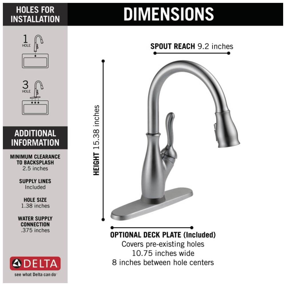 Torneira Cozinha com Tecnologia Touchless e Pulverizador Retrátil Magnético Delta Leland 9178TL-AR-DST Níquel Escovado - Imagem 4