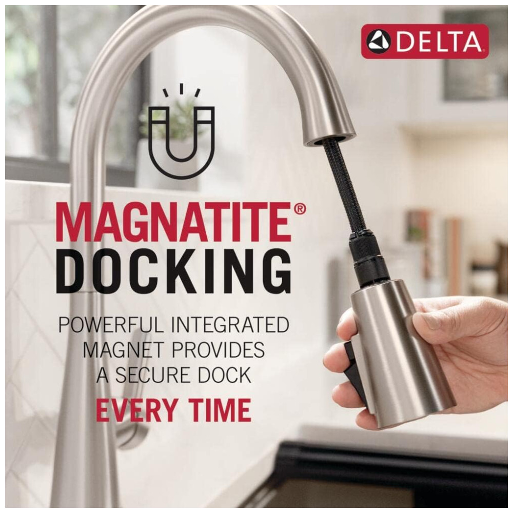 Torneira Cozinha com Tecnologia Touchless e Pulverizador Retrátil Magnético Delta Leland 9178TL-AR-DST Níquel Escovado - Imagem 5