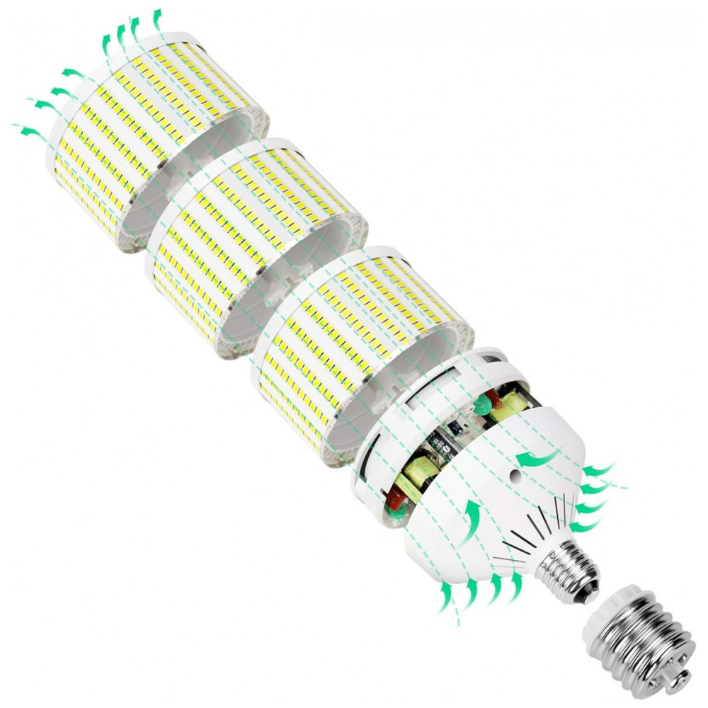 Lâmpada LED Corn 150W LEDEPLY, 15000 lúmens, 5000K daylight, base E26/E39, alta eficiência para galpões, fábricas, oficinas e áreas externas. - Imagem 2