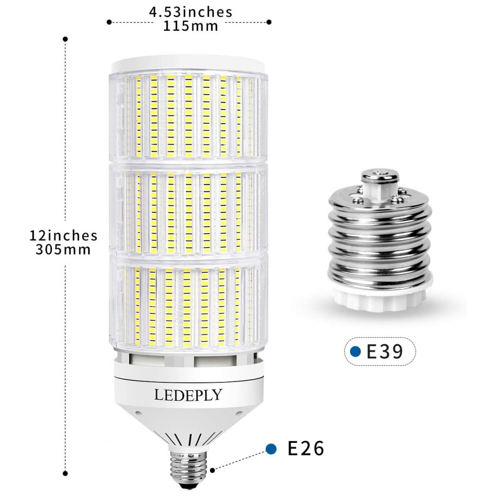 Lâmpada LED Corn 150W LEDEPLY, 15000 lúmens, 5000K daylight, base E26/E39, alta eficiência para galpões, fábricas, oficinas e áreas externas. - Imagem 8