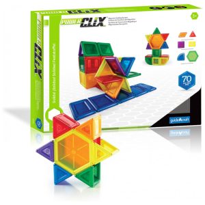 Blocos magnéticos PowerClix Solids Guidecraft com 70 peças coloridas para construção 3D e atividades STEM
