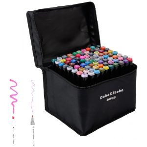 Conjunto de Canetas Artisticas á Base de Álcool 80 Cores com Estojo para Crianças Dabo Shobo