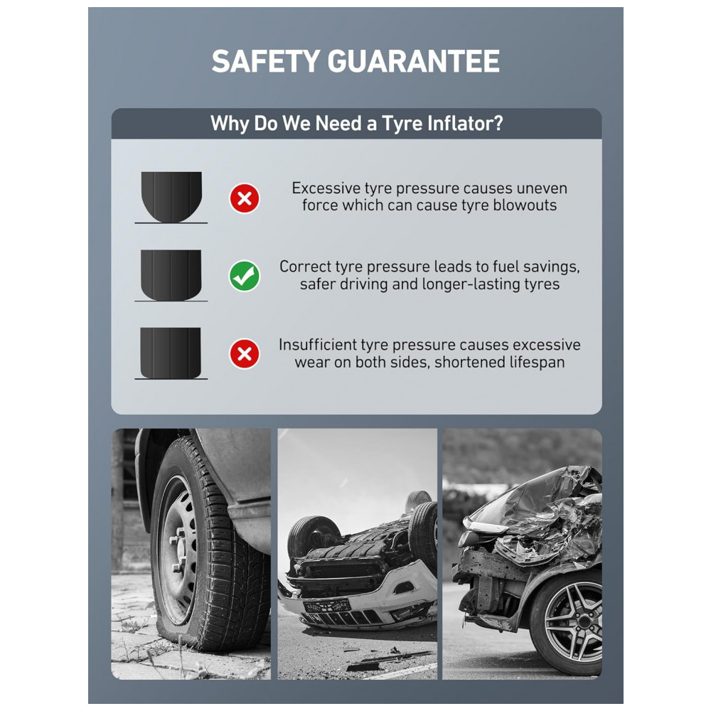 Manômetro Digital AstroAI com Inflador de Pneus - 3250 PSI 0,1 de Resolução de Display, Bico de Ar Resistente e Acessórios para Compressor - Imagem 5