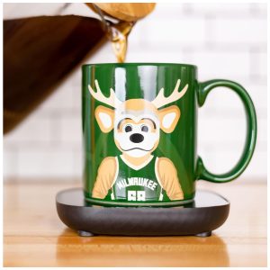 Aquecedor de Caneca Tema Milwaukee Bucks da NBA com Desligamento Automático Inclui Caneca 16W Uncanny Brands Verde