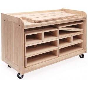 Carrinho de armazenamento Guidecraft Outdoor Hollow Blocks madeira eucalipto rodas giratórias com trava para blocos de montar externos modelo padrão manual