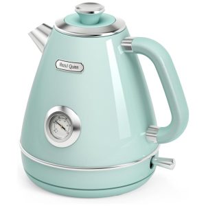Chaleira Elétrica Hazel Quinn Verde Menta Retro 17L 1200W Inox 304 Termômetro Proteção Tripla Auto Desligamento Fervura Rápida 110V
