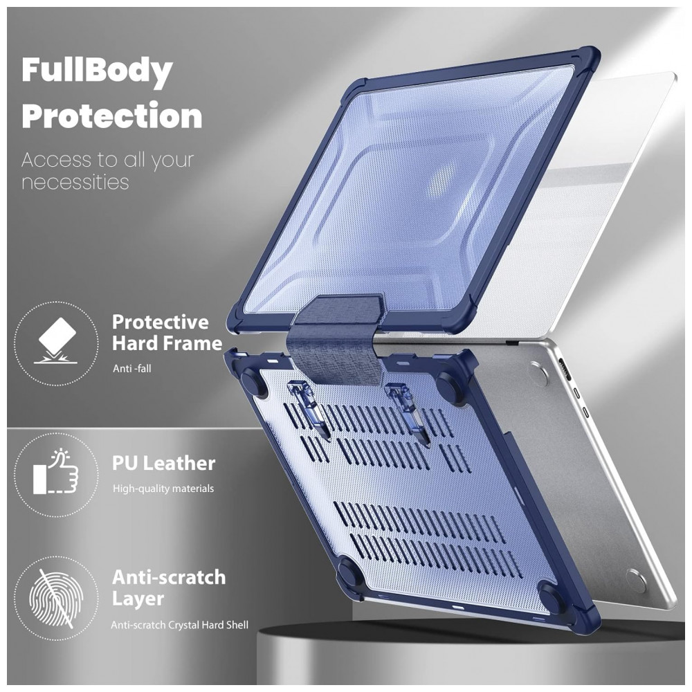 Capa Rígida Antichoque Navy Blue XK para MacBook Air 15″ (2023–2025, Modelos A3241/A3114/A2941, M2/M3/M4) – MEEgoodo - Imagem 3