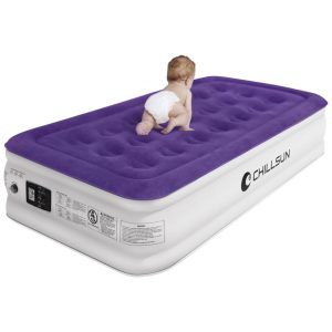 Colchão Inflável Solteiro com Bomba Embutida Para até 250KG CHILLSUN Roxa