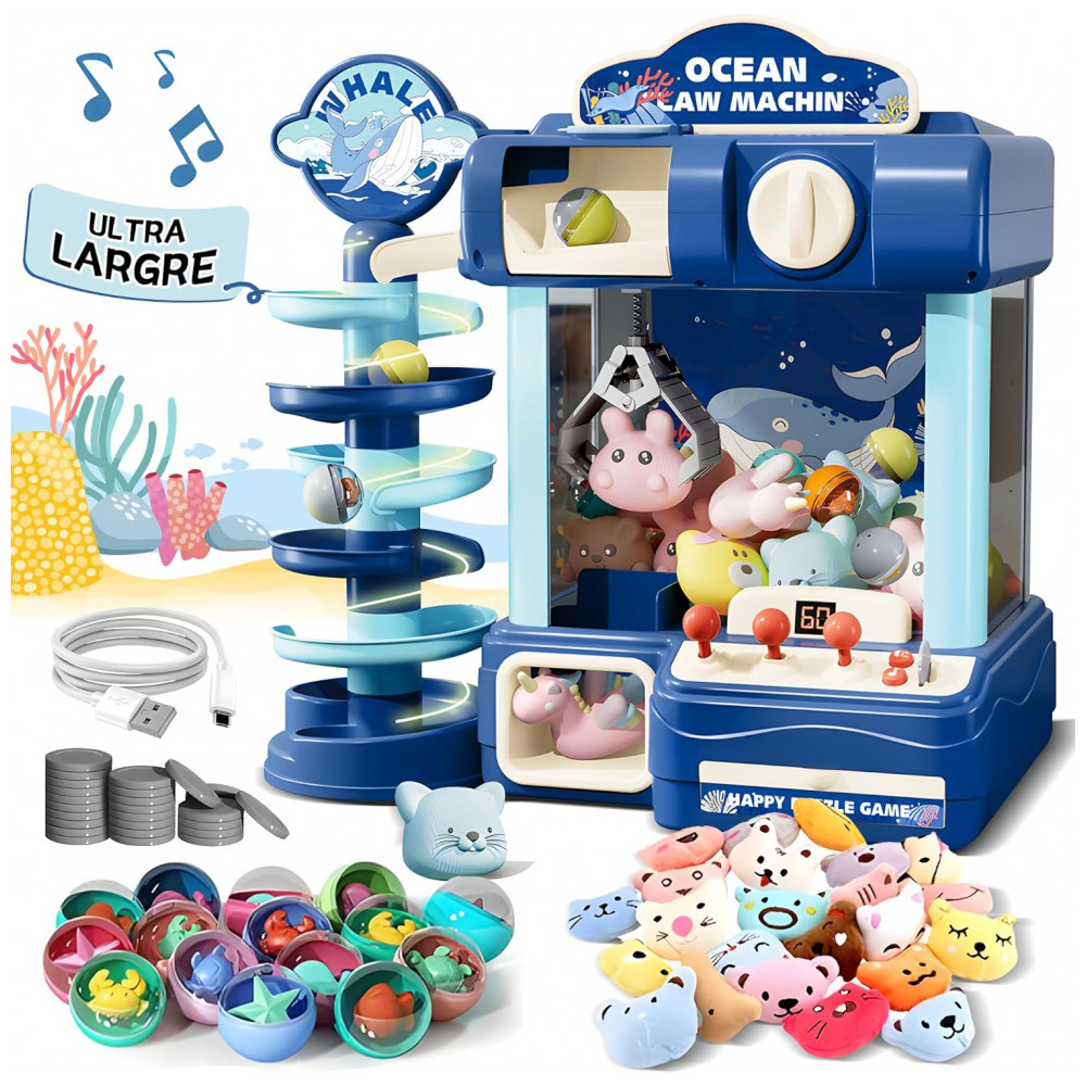 Máquina de Garra ROHSCE Azul para Crianças, Brinquedo Arcade Eletrônico com Luz e Som, Mini Vending Machine para Festa e Presente de Aniversário