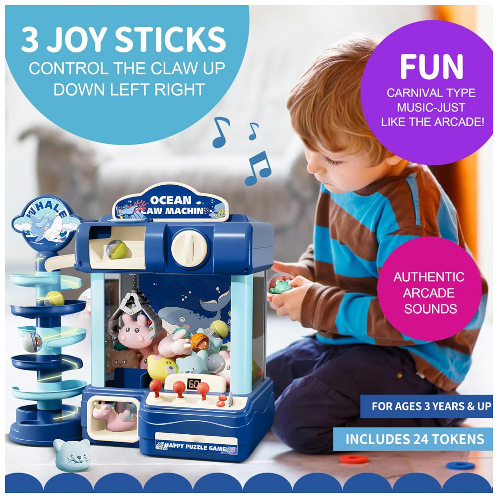 Máquina de Garra ROHSCE Azul para Crianças, Brinquedo Arcade Eletrônico com Luz e Som, Mini Vending Machine para Festa e Presente de Aniversário - Imagem 8