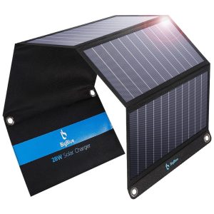 Painel Solar Carregador Portátil com duas saídas USB à prova dágua 28W 5V 1 unidade BIGBLUE B401 Preto