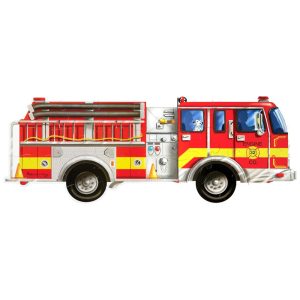 Quebra Cabeça Infantil de Chão Tema Caminhão de Bombeiros com 24 Peças para Crianças Acima de 3 Anos Melissa Doug Vermelho