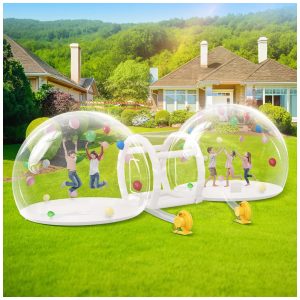Casa de Bolhas Inflável Albott Dupla  com Dois Domos Infláveis e Bombas de Ar de 750W e 650W para Festas de Aniversário Casamentos e Revelação