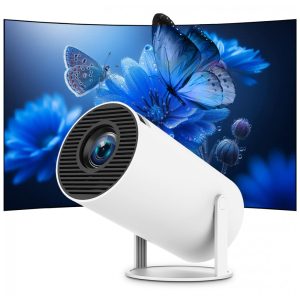 Mini Projetor Thunrlge Branco WiFi 6 Bluetooth 5.2 Android 11 Netflix HY300 Pro