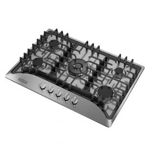 Cooktop a gás 76cm Empava inox 5 queimadores SABAF selados 31600BTU dual fuel GN/GLP ignição elétrica 110V